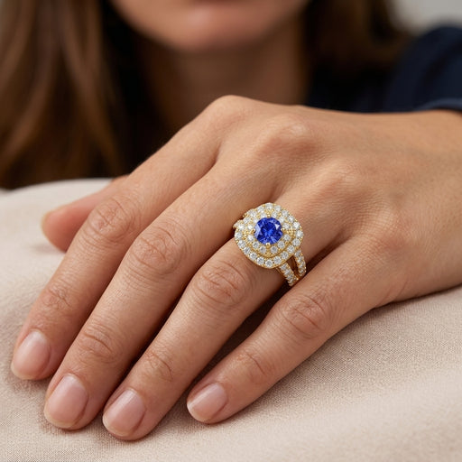 Tanzanite 1.00ct tw Ring with 1.10ct tw diamonds in 14kt Gold