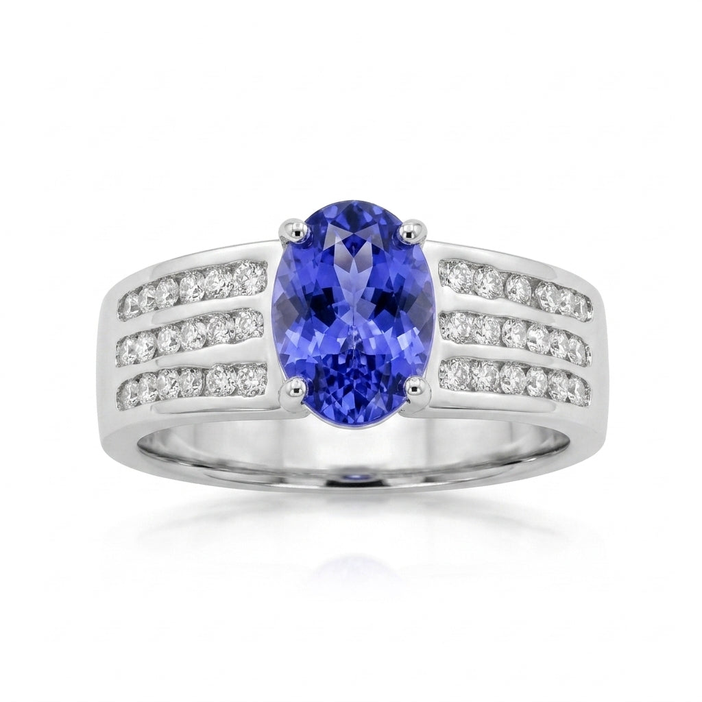 Tanzanite 1.25ct Ring with 0.70ct Diamonds in 14kt Gold