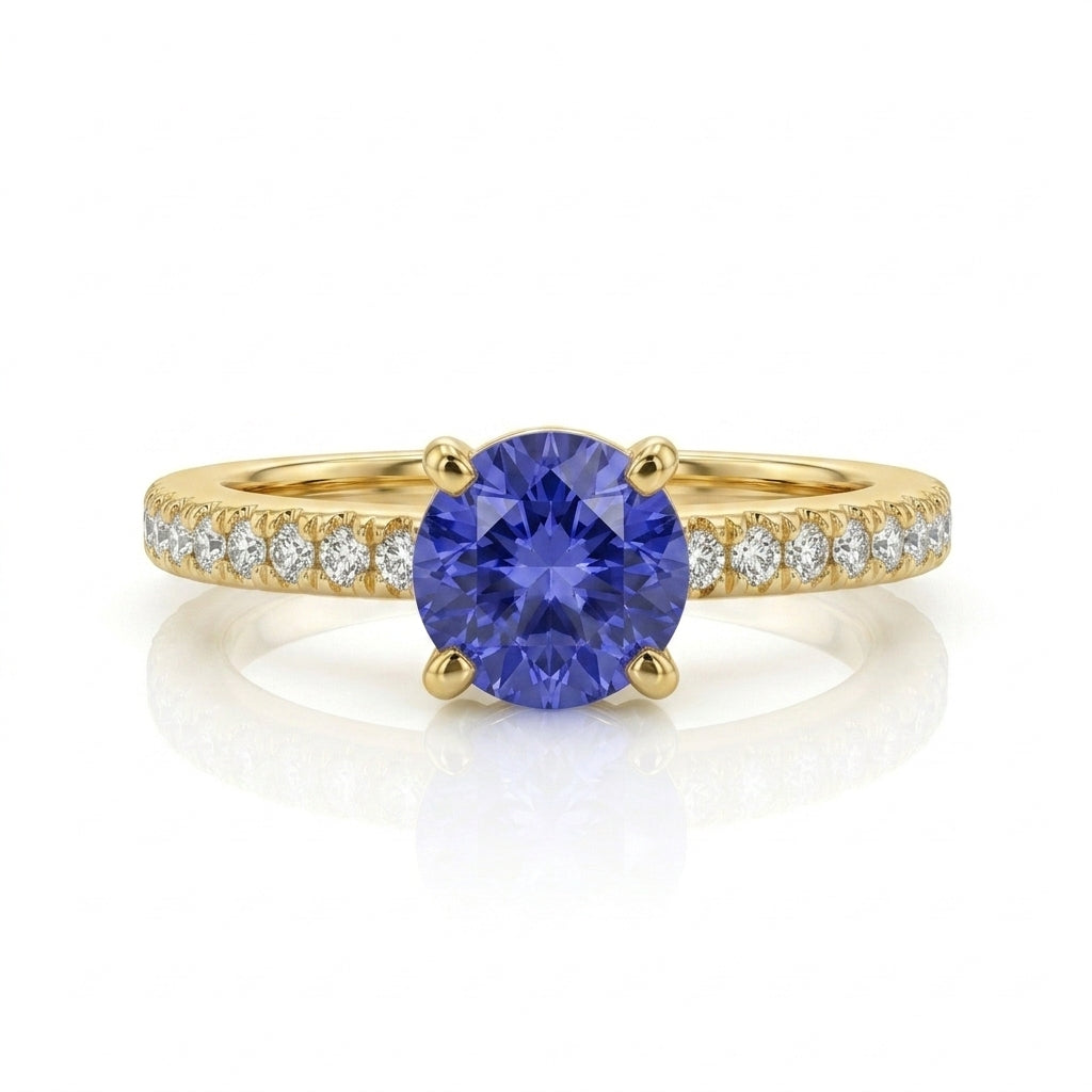 Tanzanite 0.50ct Ring with 0.40ct Diamonds in 14kt Gold
