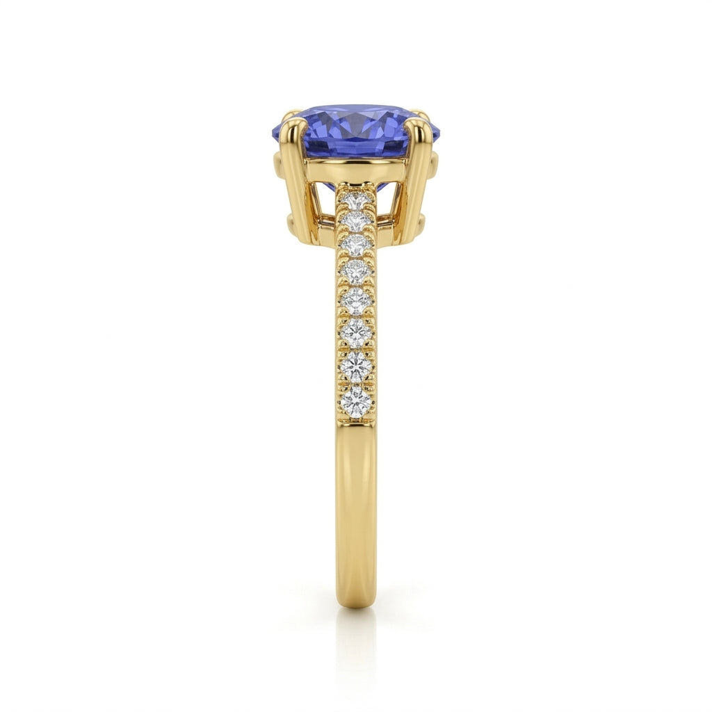 Tanzanite 0.50ct Ring with 0.40ct Diamonds in 14kt Gold