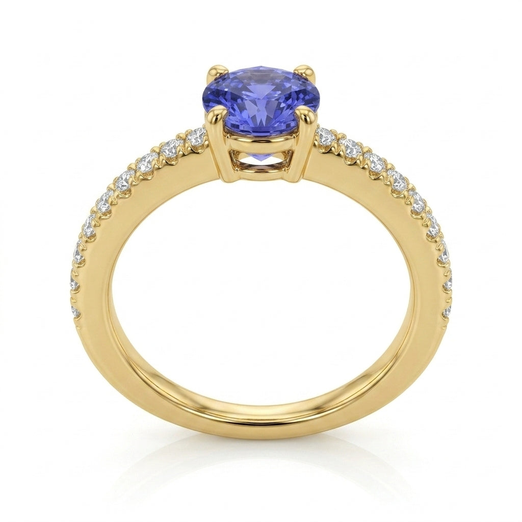 Tanzanite 0.50ct Ring with 0.40ct Diamonds in 14kt Gold