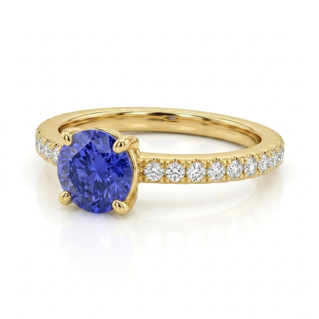 Tanzanite 0.50ct Ring with 0.40ct Diamonds in 14kt Gold