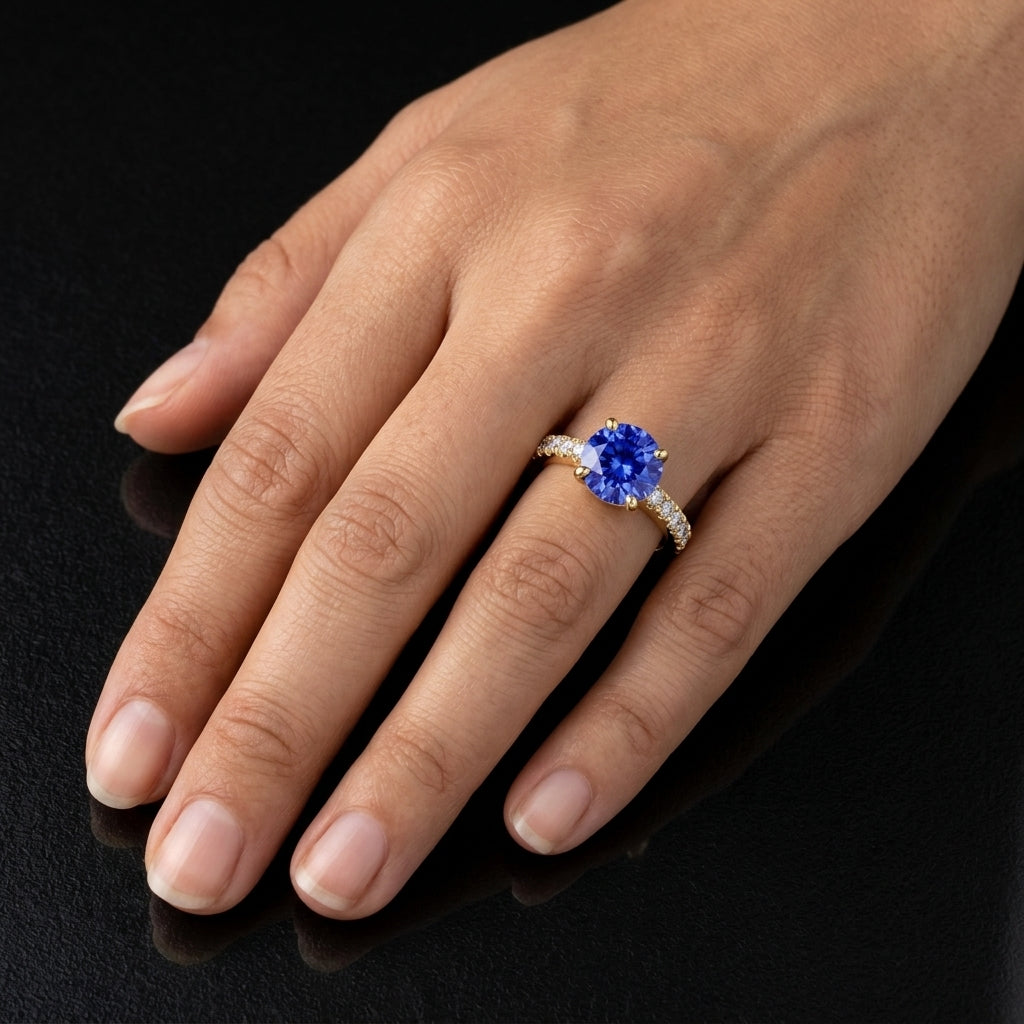 Tanzanite 0.50ct Ring with 0.40ct Diamonds in 14kt Gold