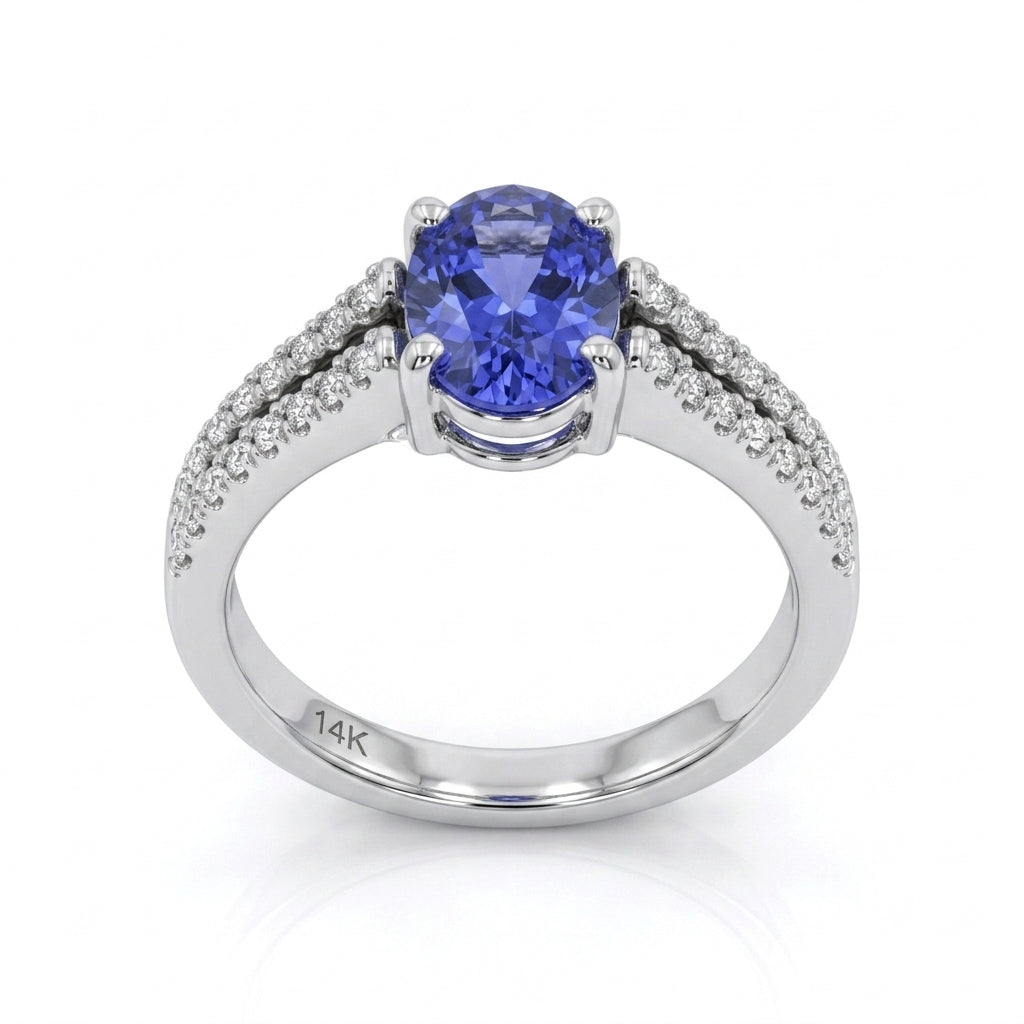 Tanzanite 1.40ct tw Ring with 0.20ct tw diamonds in 14kt Gold