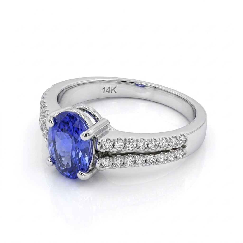 Tanzanite 1.40ct tw Ring with 0.20ct tw diamonds in 14kt Gold