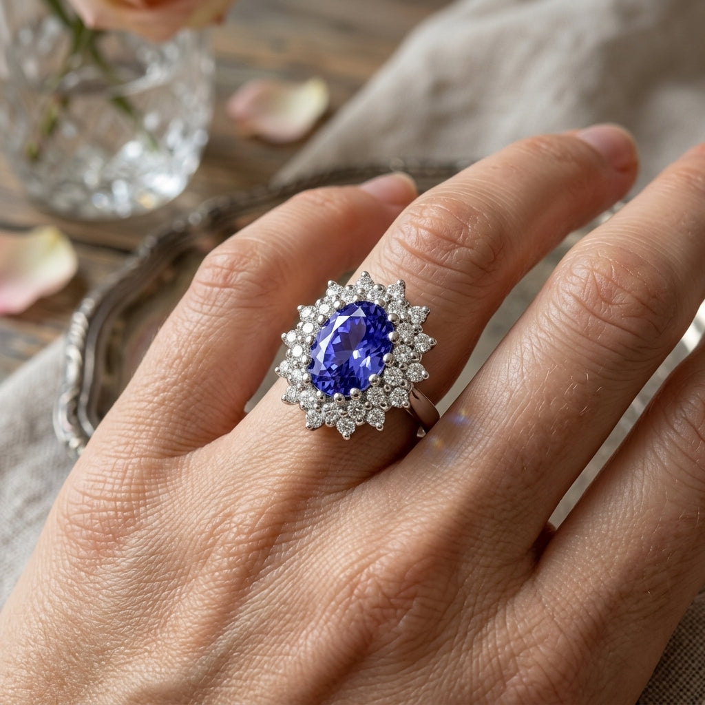 Tanzanite 1.35ct tw Ring with 0.11ct tw diamonds in 14kt Gold