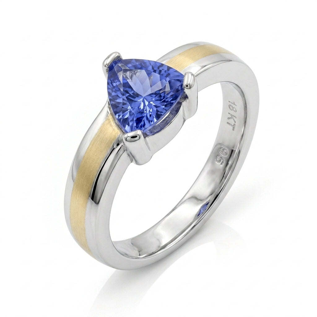 Tanzanite 0.90ct tw Ring & Platinum/18kt Gold