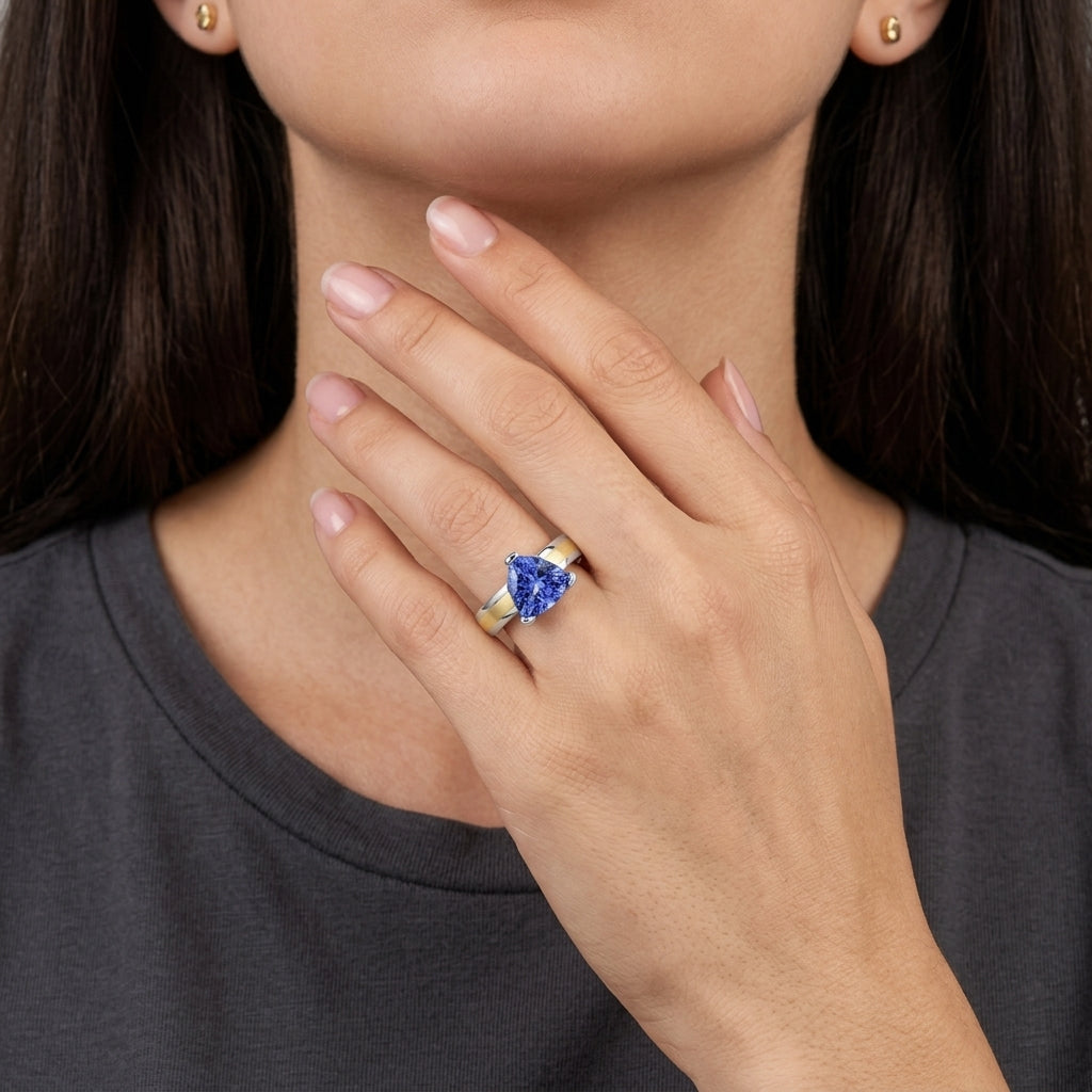 Tanzanite 0.90ct tw Ring & Platinum/18kt Gold