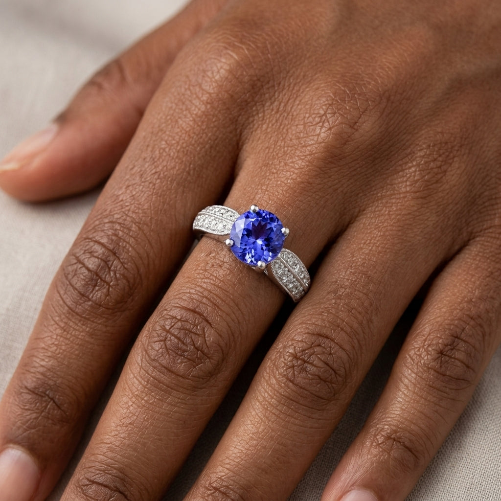 Tanzanite 0.81 ct tw Ring with 0.92 ct tw Diamonds in 14kt Gold