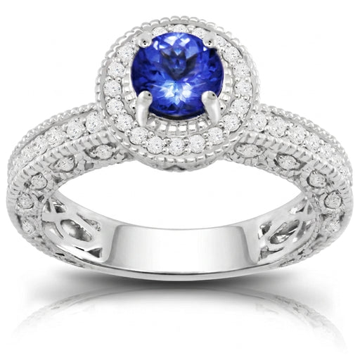 Tanzanite 0.85 ct tw Ring with 0.45 ct tw Diamonds & 14kt Gold