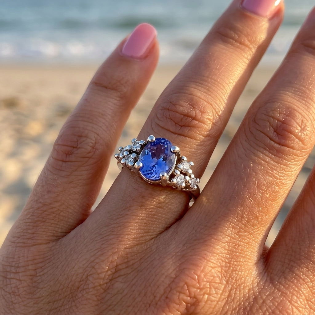 Tanzanite 1.40ct tw Ring with 0.60ct Diamonds & 14kt Gold