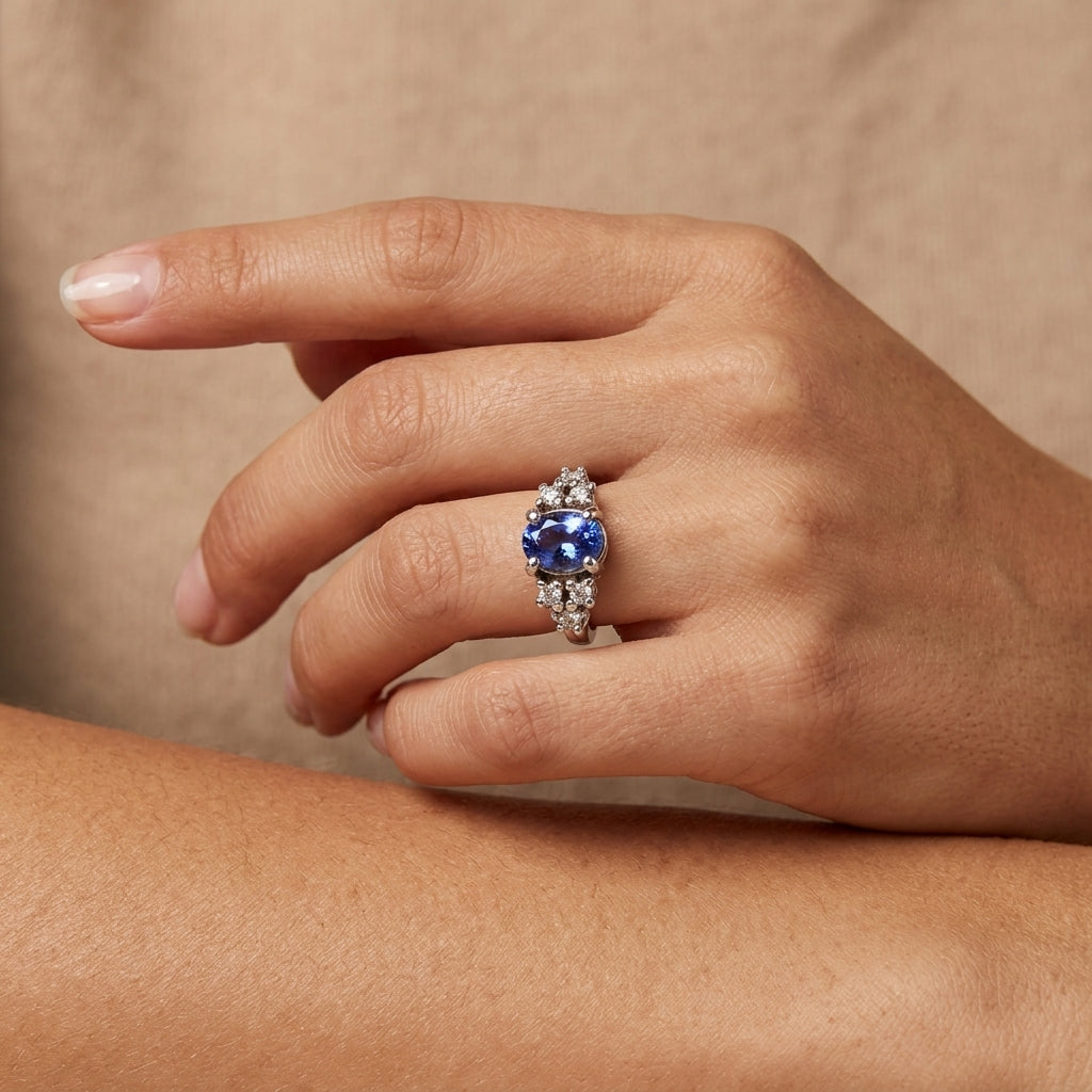 Tanzanite 1.40ct tw Ring with 0.60ct Diamonds & 14kt Gold