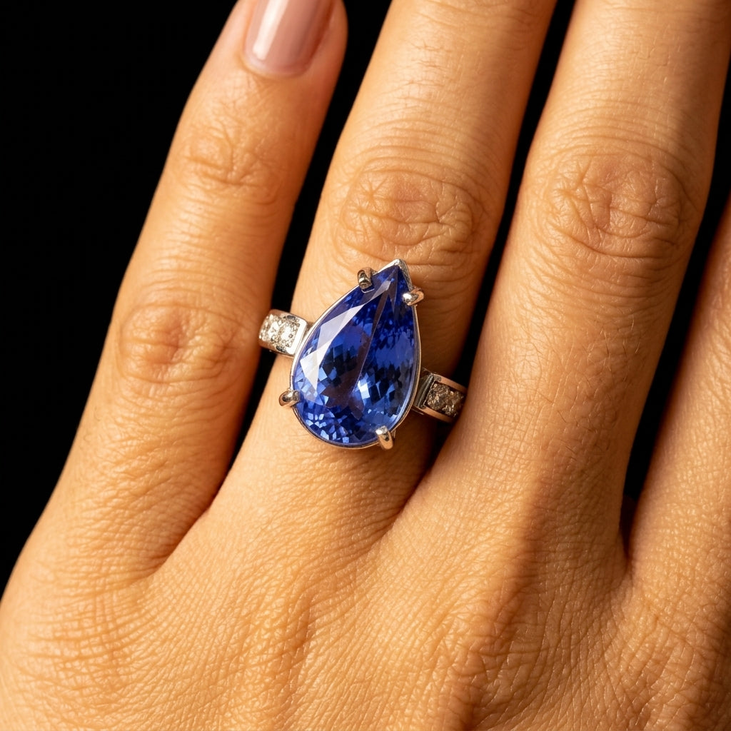 Tanzanite 11.61ct tw Ring with 0.65ct tw diamonds in 14kt Gold
