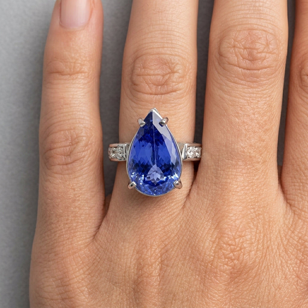Tanzanite 11.10ct tw Ring with 0.52ct tw diamonds in 14kt Gold