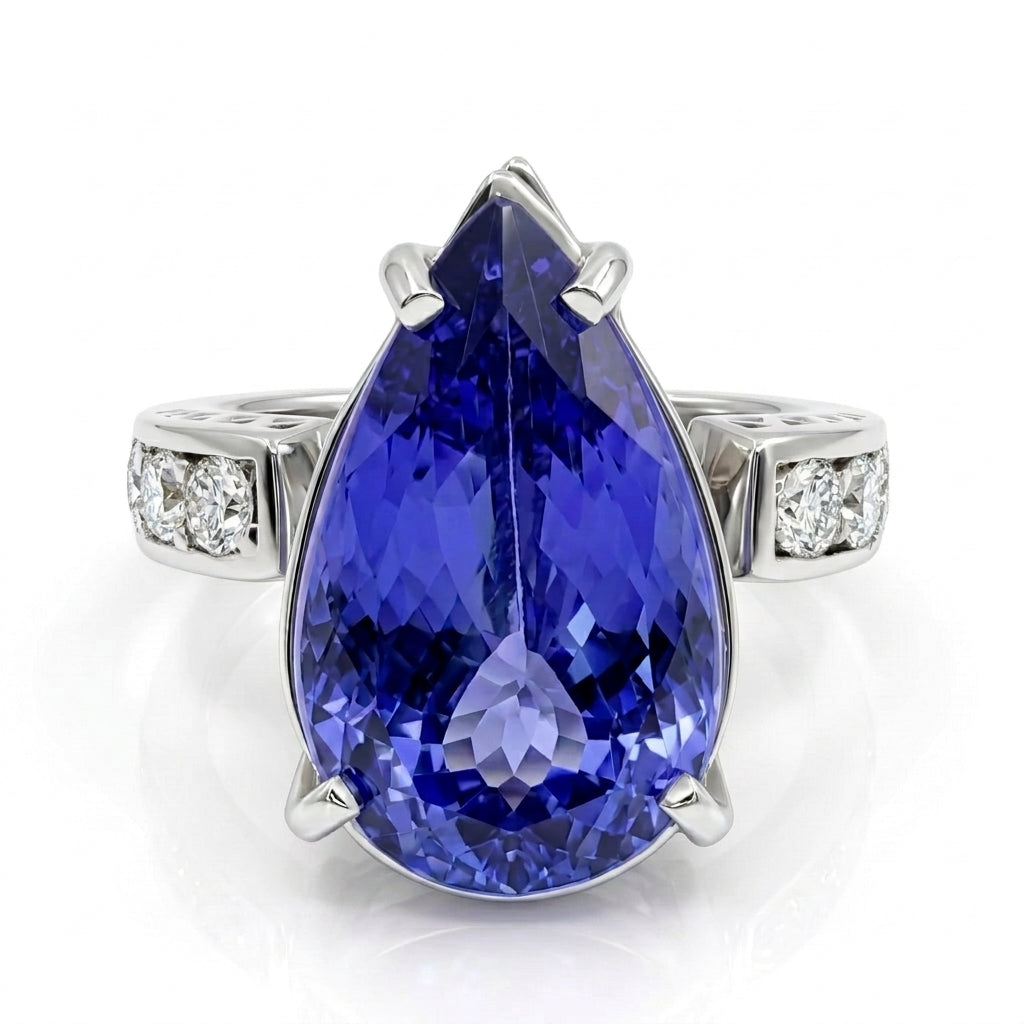 Tanzanite 11.10ct tw Ring with 0.52ct tw diamonds in 14kt Gold