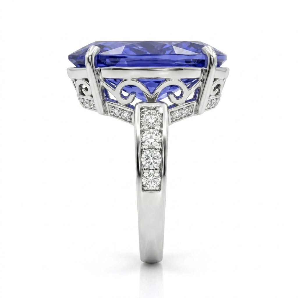 Tanzanite 11.10ct tw Ring with 0.52ct tw diamonds in 14kt Gold