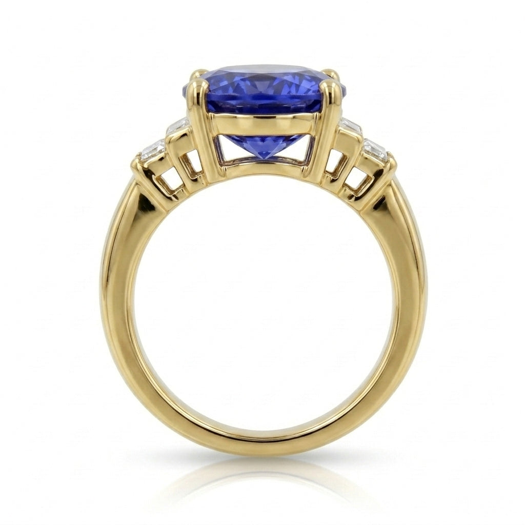 Tanzanite 7.01ct tw Ring with 0.70 Diamonds in 14kt Gold