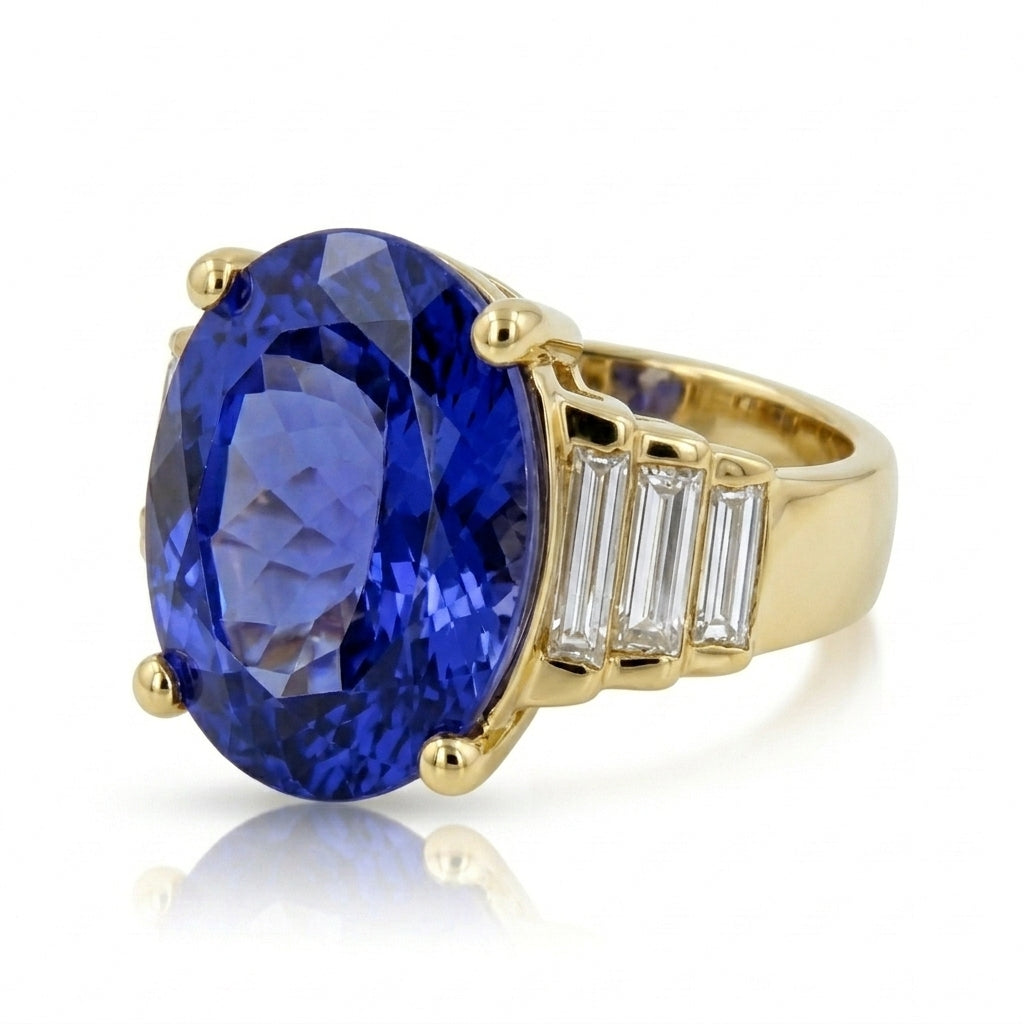 Tanzanite 7.01ct tw Ring with 0.70 Diamonds in 14kt Gold