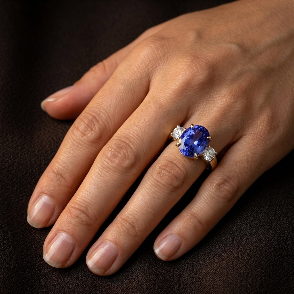 Tanzanite 6.03ct tw Ring with 1.00 Diamonds in 14kt Gold