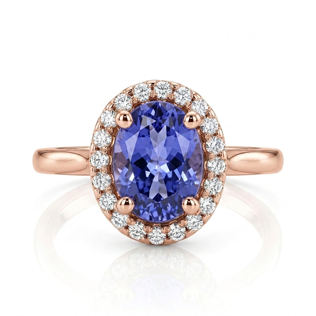 Tanzanite 1.50 ct tw Ring with 0.25 Diamonds in 14kt Gold