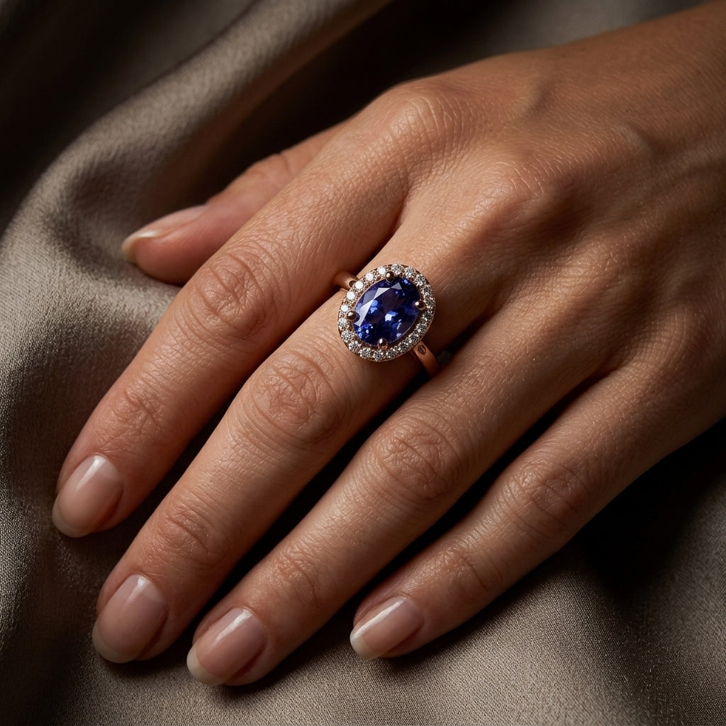 Tanzanite 1.50 ct tw Ring with 0.25 Diamonds in 14kt Gold