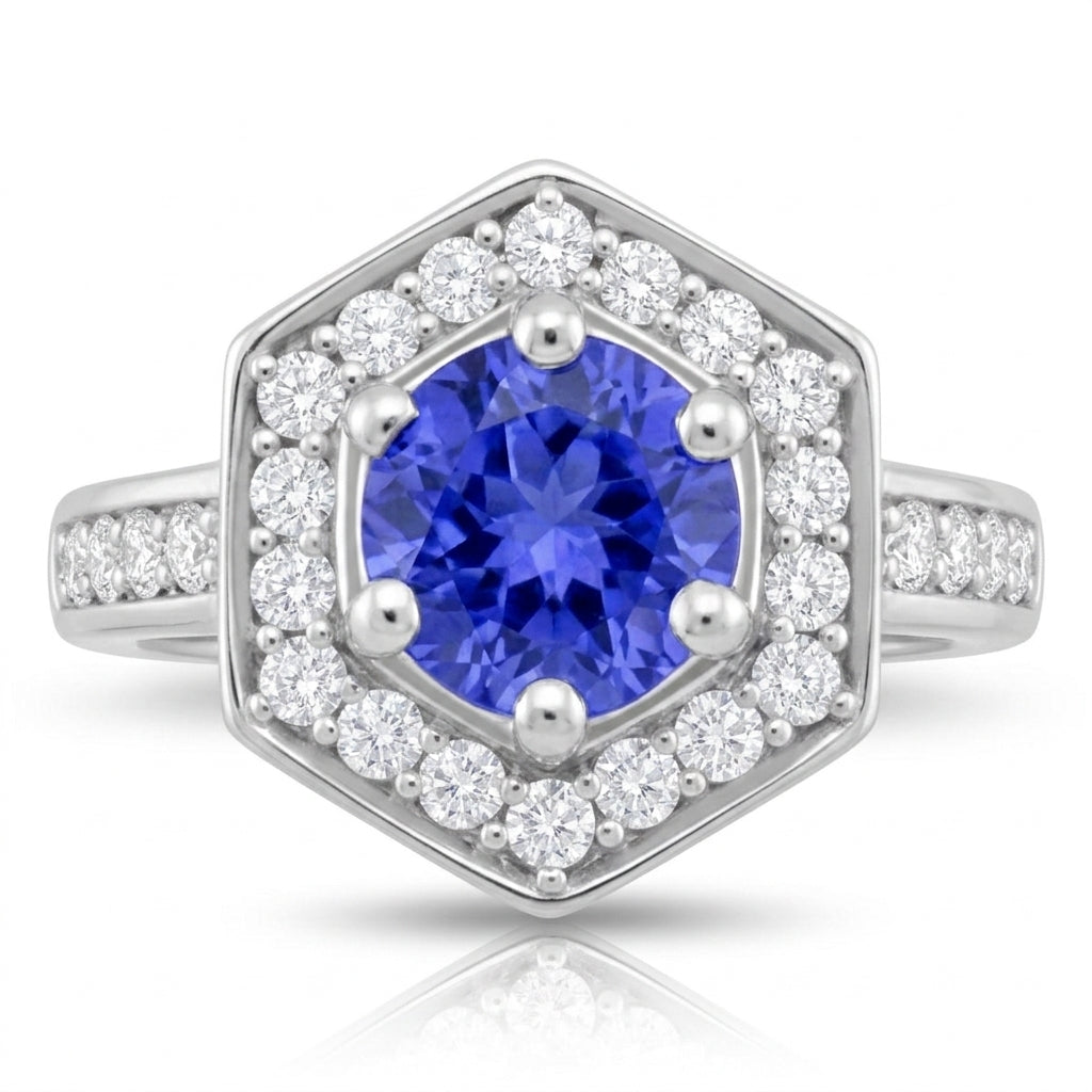 Tanzanite 0.85 ct tw Ring with 0.36 ct tw Diamonds in 14kt Gold