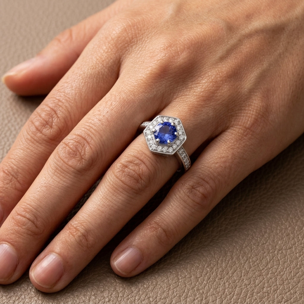 Tanzanite 0.85 ct tw Ring with 0.36 ct tw Diamonds in 14kt Gold