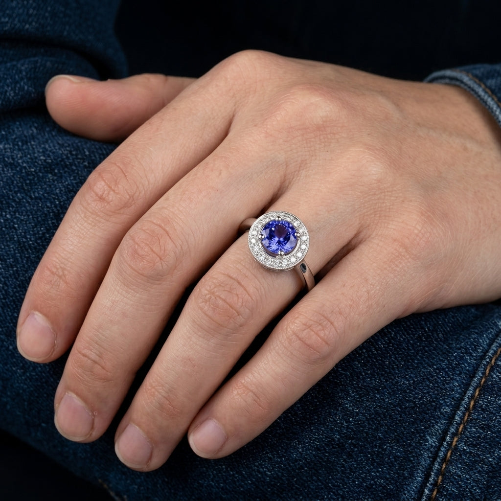 Tanzanite 0.84 ct tw Ring with 0.15 ct tw Diamonds in 14kt Gold