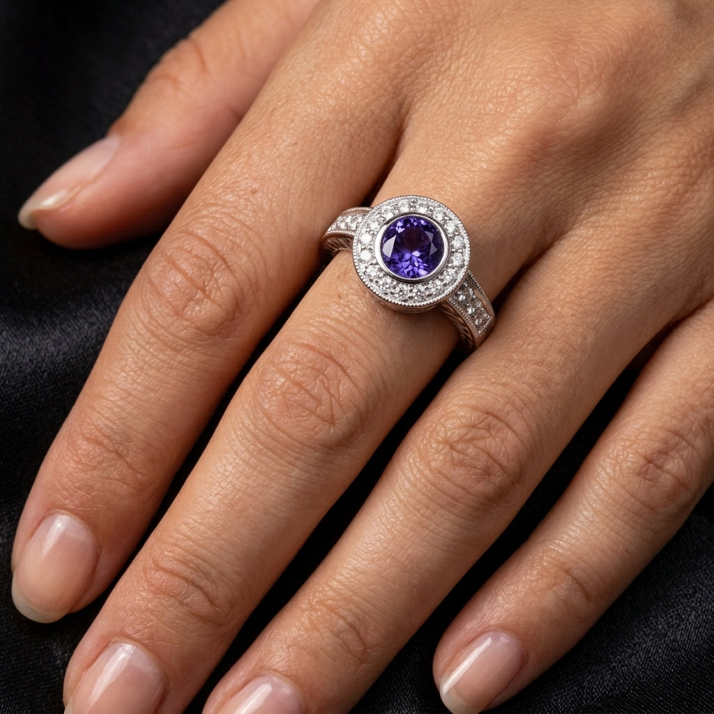 Tanzanite 0.78 ct tw Ring with 0.56 ct tw Diamonds in 14kt Gold