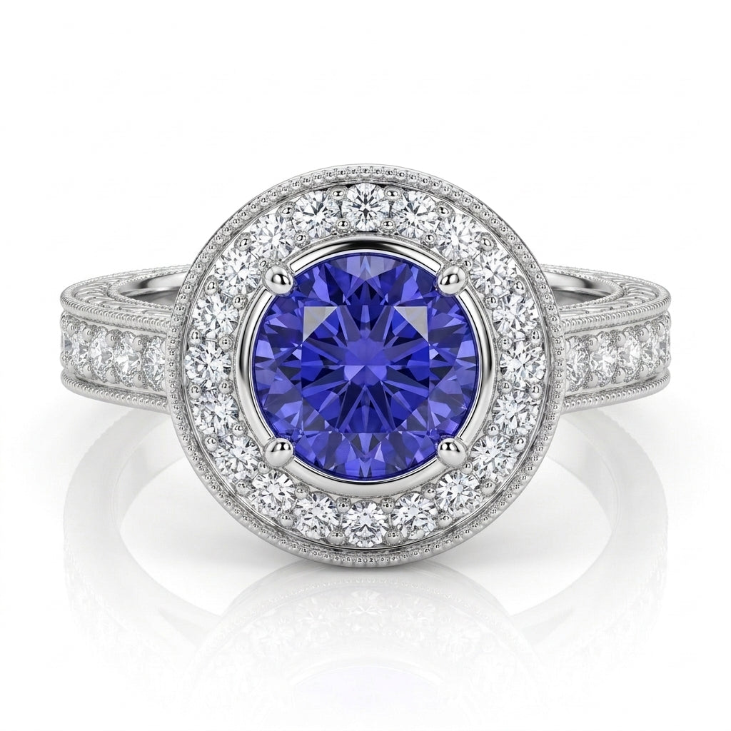 Tanzanite 0.78 ct tw Ring with 0.56 ct tw Diamonds in 14kt Gold