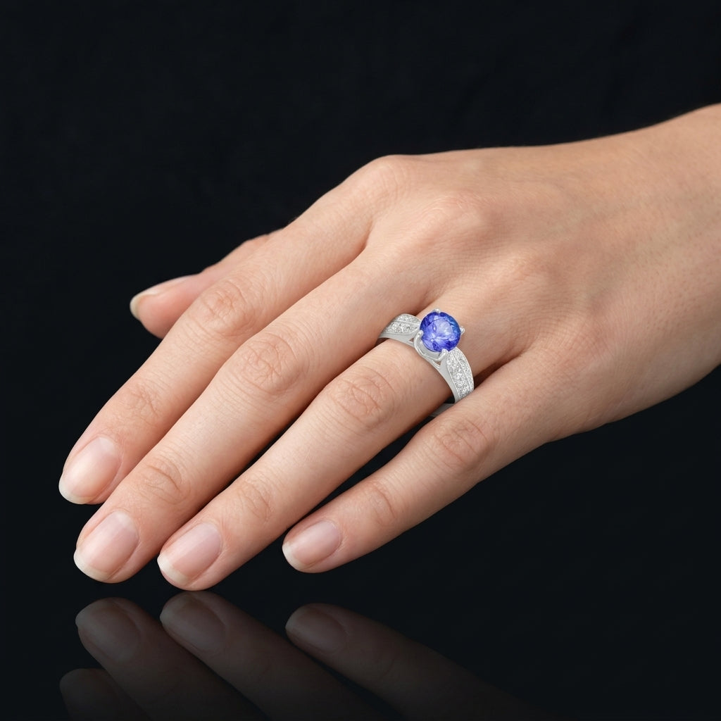Tanzanite 0.81 ct tw Ring with 0.92 ct tw Diamonds in 14kt Gold