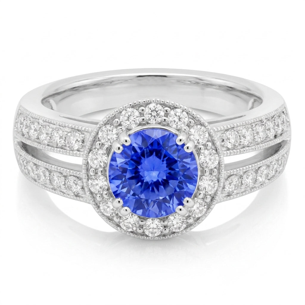 Tanzanite 0.85 ct tw Ring with 0.47 ct tw Diamonds in 14kt Gold