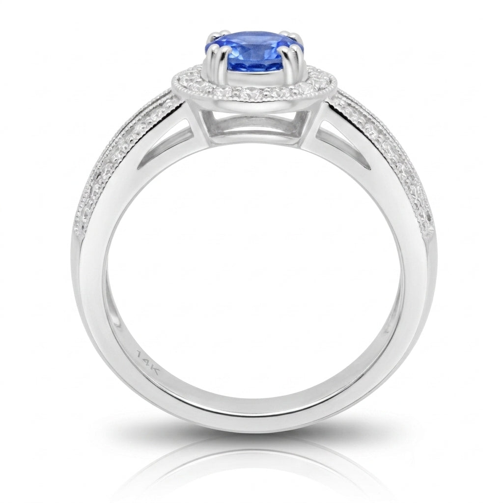 Tanzanite 0.85 ct tw Ring with 0.47 ct tw Diamonds in 14kt Gold