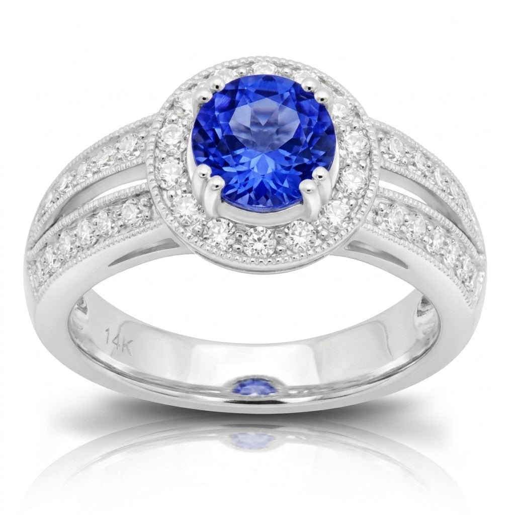 Tanzanite 0.85 ct tw Ring with 0.47 ct tw Diamonds in 14kt Gold
