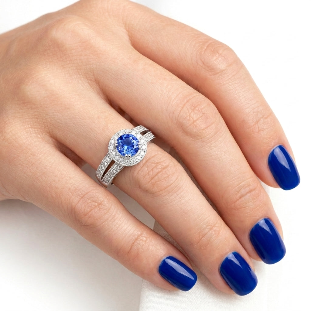 Tanzanite 0.85 ct tw Ring with 0.47 ct tw Diamonds in 14kt Gold