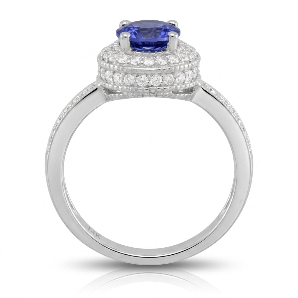 Tanzanite 0.78 ct tw Ring with 0.62 ct tw Diamonds in 14kt Gold