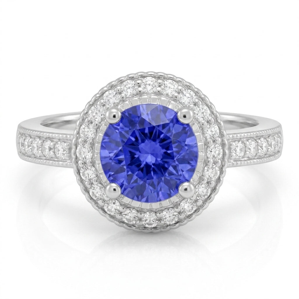 Tanzanite 0.78 ct tw Ring with 0.62 ct tw Diamonds in 14kt Gold