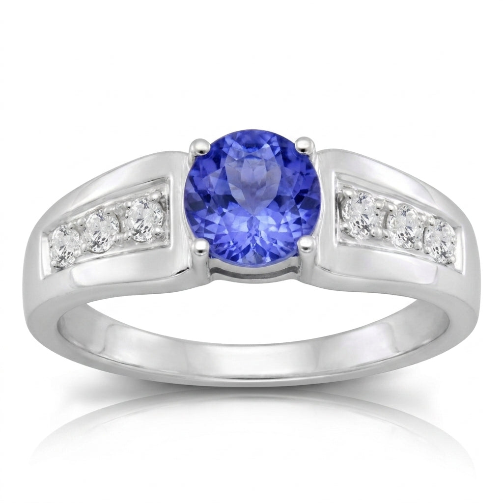 Tanzanite 0.84 ct tw Ring with 0.29 ct tw Diamonds in 14kt Gold