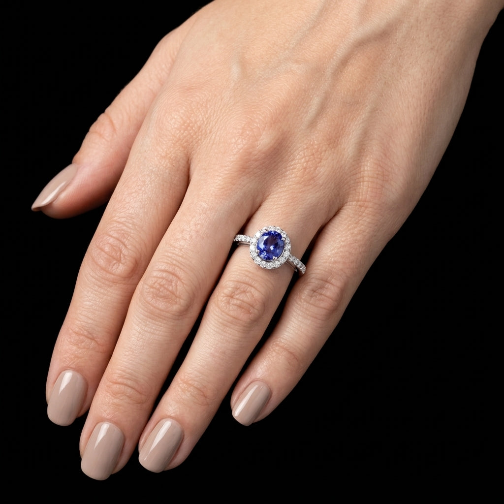 Tanzanite 0.85 ct tw Ring with 0.35 ct tw diamonds & 14kt Gold