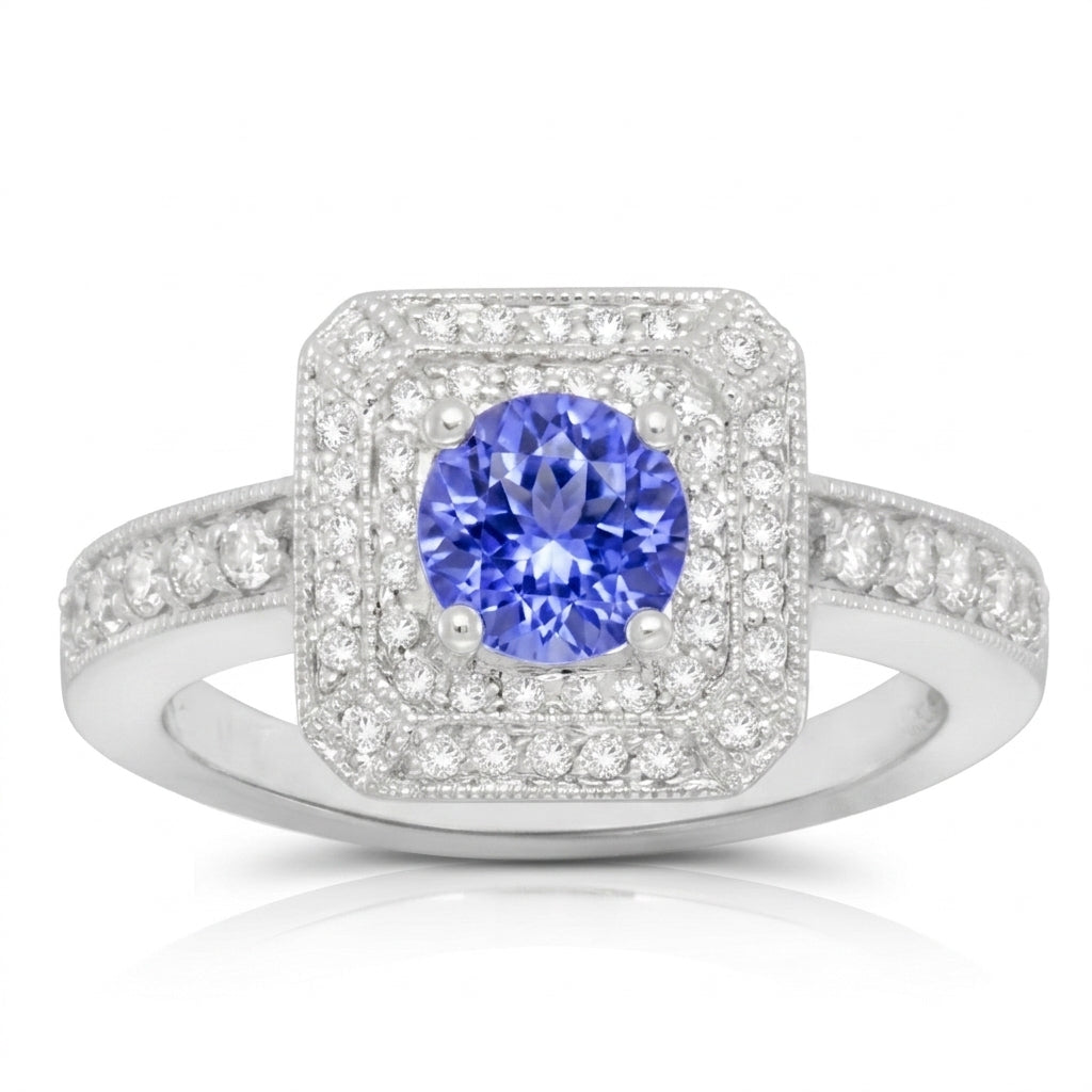 Tanzanite 1.00 ct tw Ring with 0.50 ct tw diamonds & 14kt Gold
