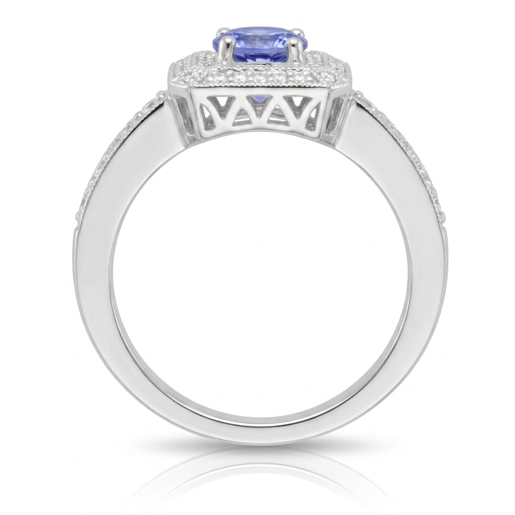 Tanzanite 1.00 ct tw Ring with 0.50 ct tw diamonds & 14kt Gold