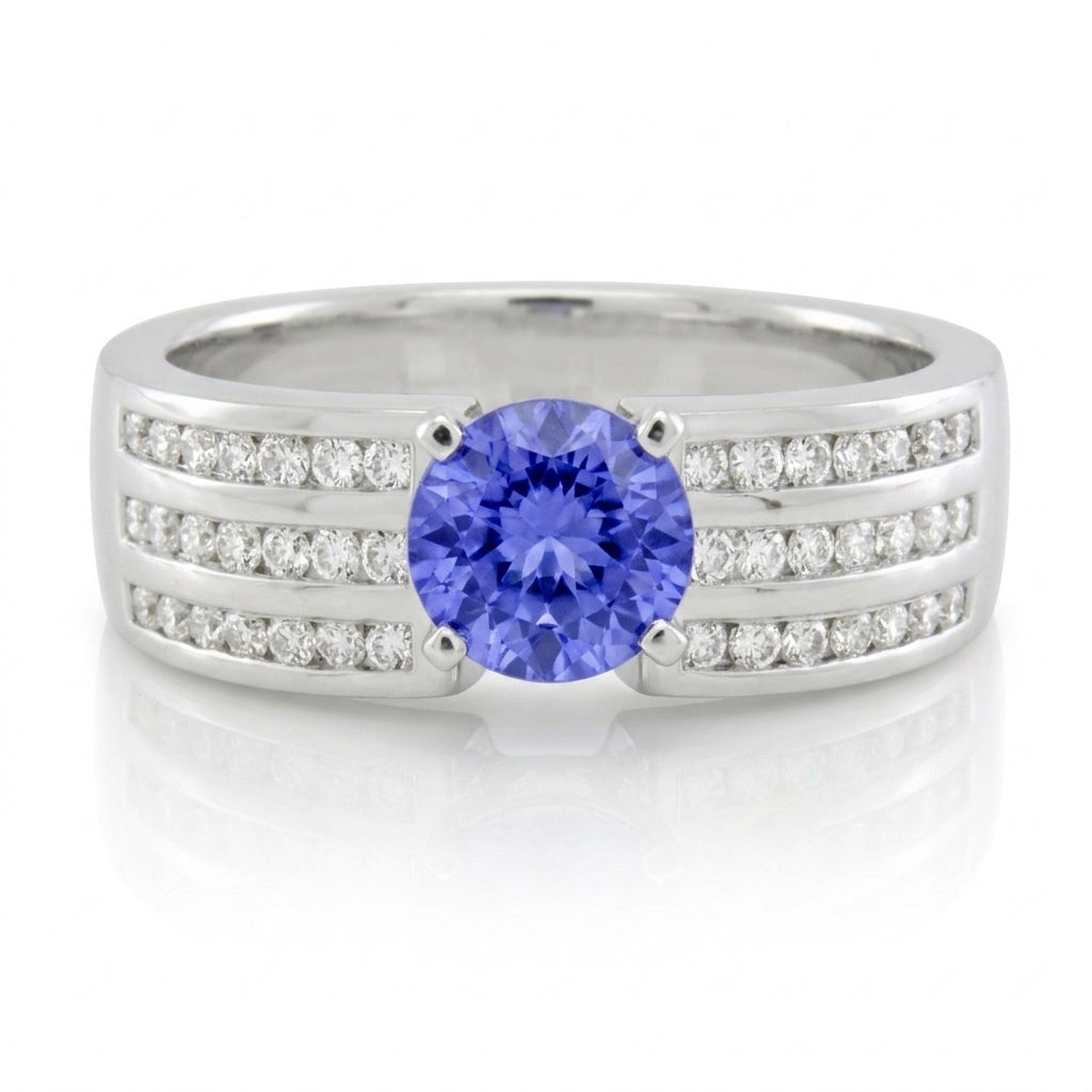 Tanzanite 0.80 ct tw Ring with 0.60 ct tw Diamonds in 14kt Gold