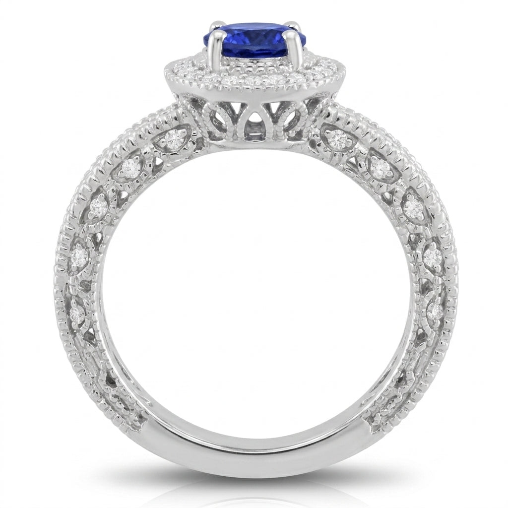 Tanzanite 0.85 ct tw Ring with 0.45 ct tw Diamonds & 14kt Gold