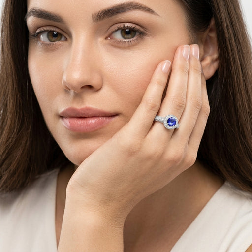 Tanzanite 0.85 ct tw Ring with 0.45 ct tw Diamonds & 14kt Gold