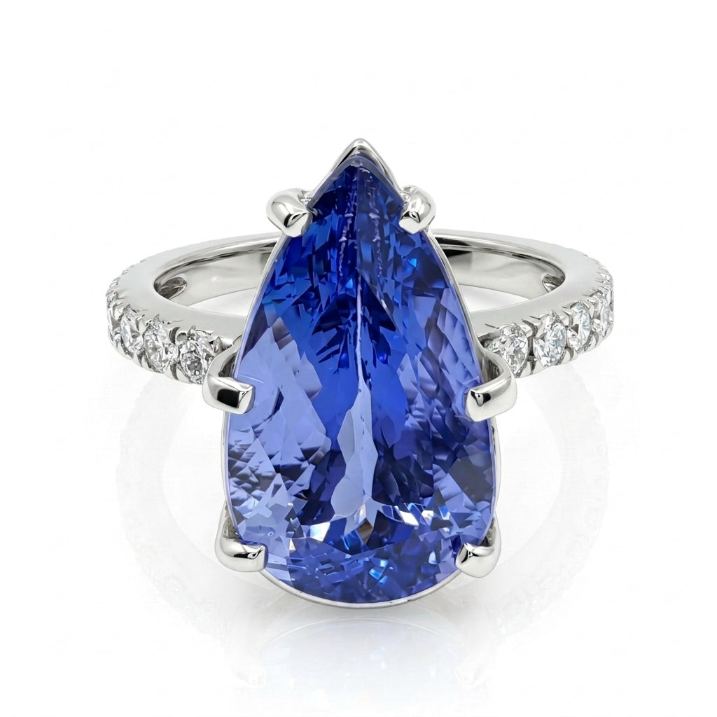 Tanzanite 11.10ct tw Ring with 0.52ct tw diamonds in 14kt Gold