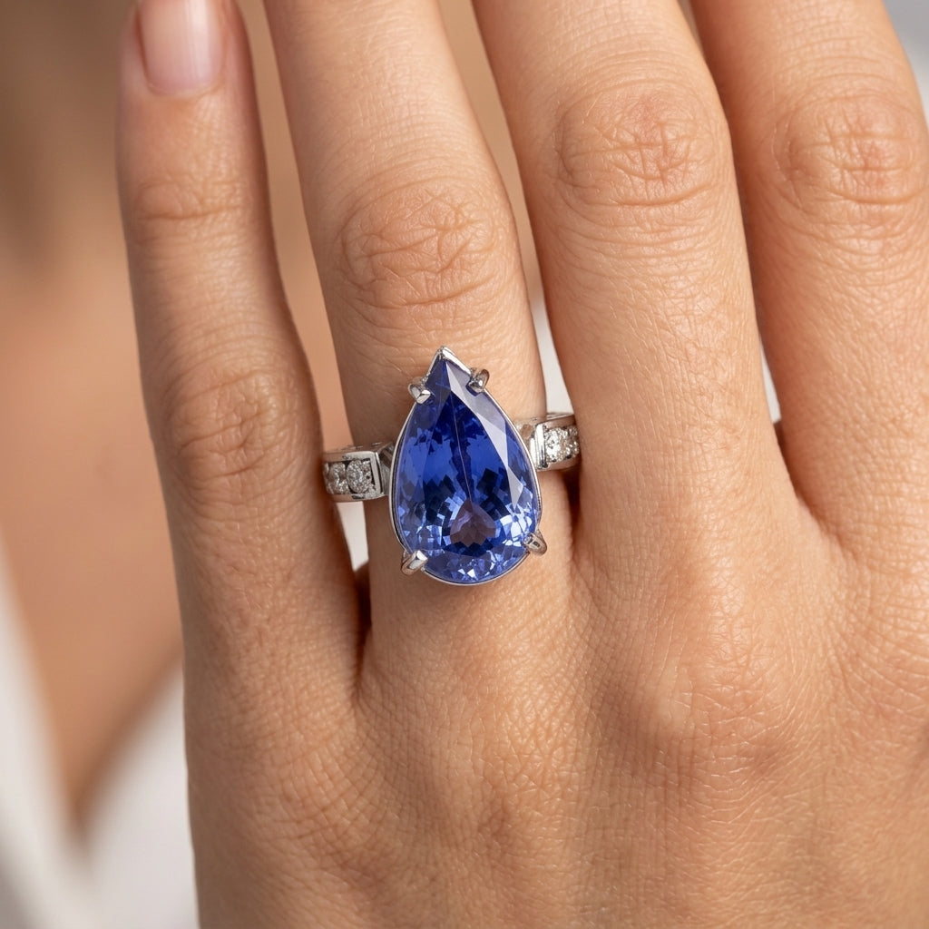 Tanzanite 11.61ct tw Ring with 0.65ct tw diamonds in 14kt Gold