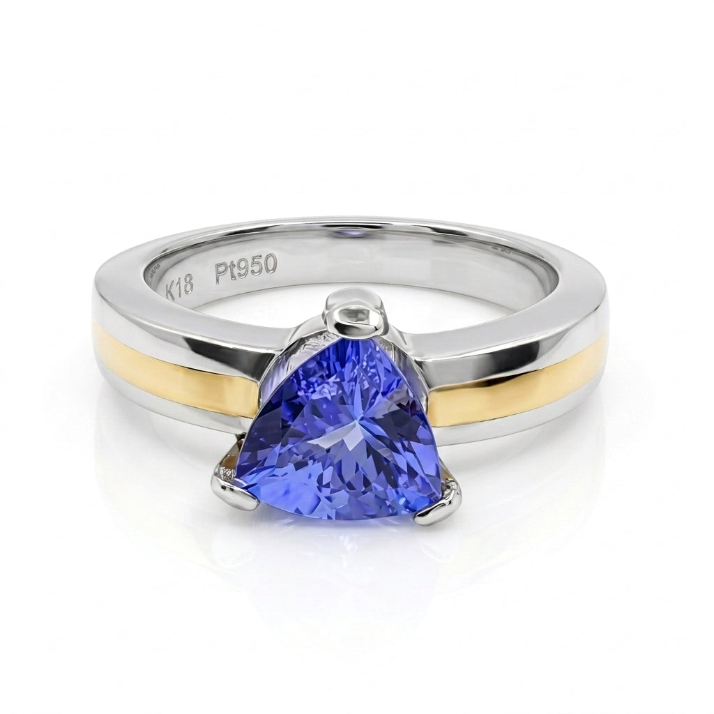 Tanzanite 0.90ct tw Ring & Platinum/18kt Gold