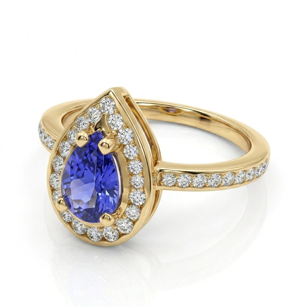 Tanzanite 0.90ct tw Ring with 0.50ct tw diamonds in 14kt Gold