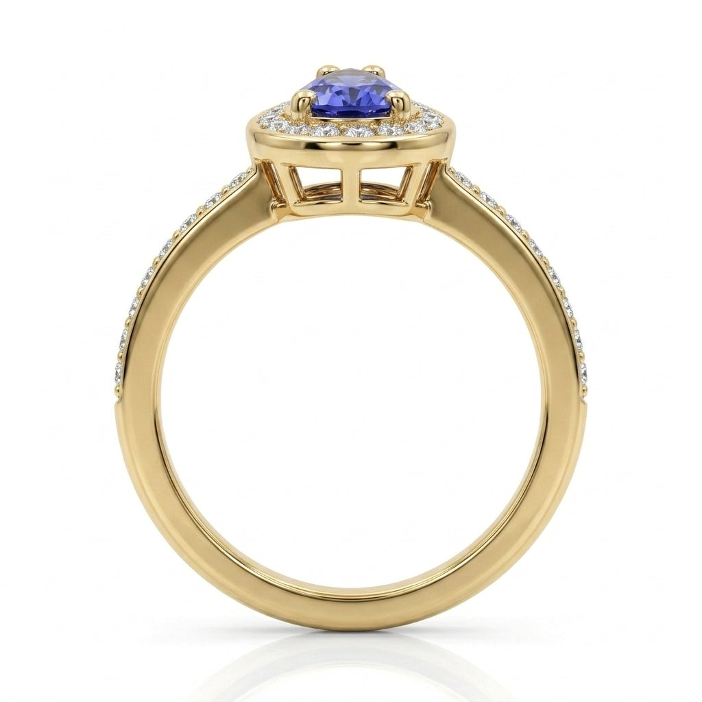 Tanzanite 0.90ct tw Ring with 0.50ct tw diamonds in 14kt Gold