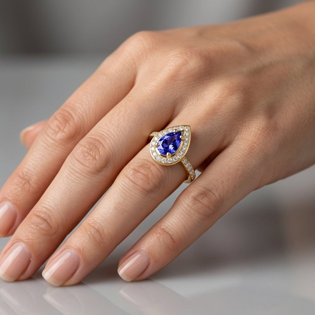 Tanzanite 0.90ct tw Ring with 0.50ct tw diamonds in 14kt Gold
